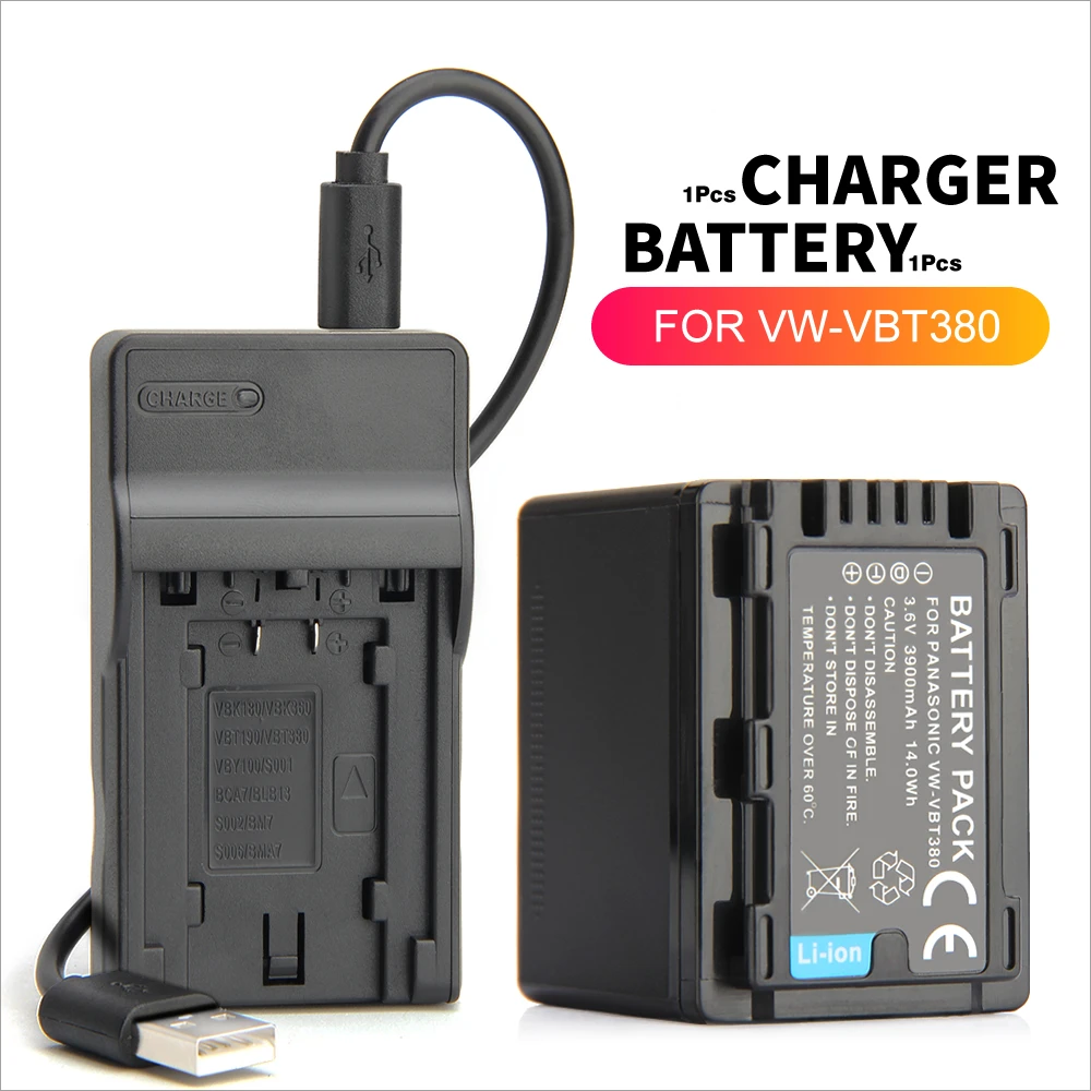 Vwvbt380 Vbt380 Vwvbt190 Battery+charger For Panasonic Camera Hcv760
