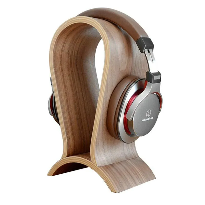 Ghxamp Headphone Stand Headset Holder Universal Walnut Wood Arch Shape Earphone Hanger Desk Display Shelf Rack For Headphoe 1pc