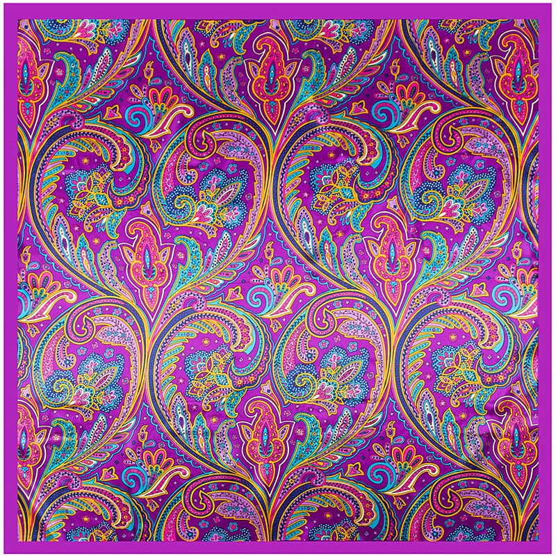 25 цветов на рост 90 см* 90 см новые печати саржа шёлковый шарф, модный дизайн бандана Для женщин шали Элитный брендовый Шелковый платок - Цвет: 24
