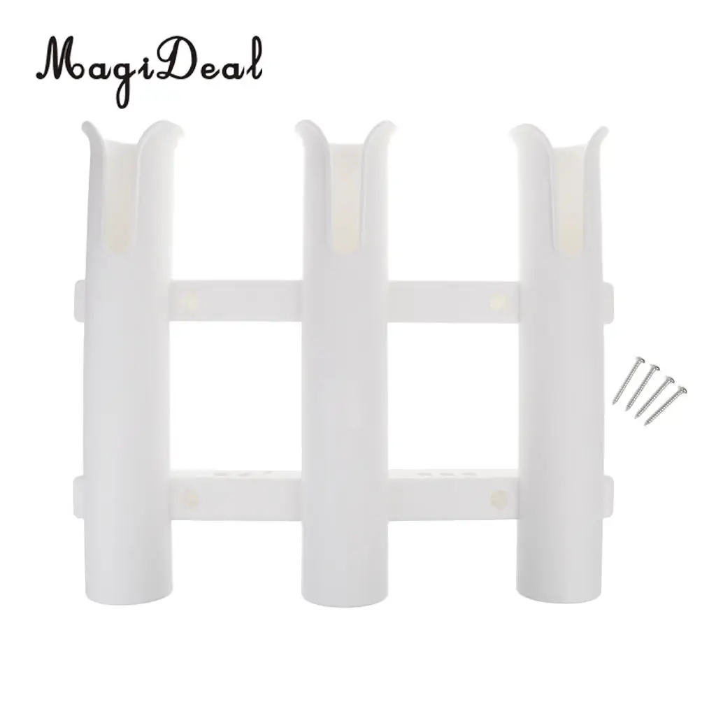 MagiDeal Marine Canoe Kayak Boat Fishing PP 3 Pole Rod Holder Tube Mount Bracket Rack Pliers Storage for Water Rowing Boat Acce