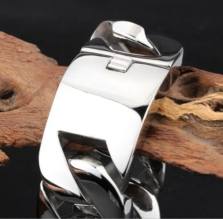 TrustyLan 31 мм широкий блестящий браслет для мужчин крутой панк нержавеющая сталь ювелирные изделия Модные мужские браслеты и браслеты рука толстая цепь