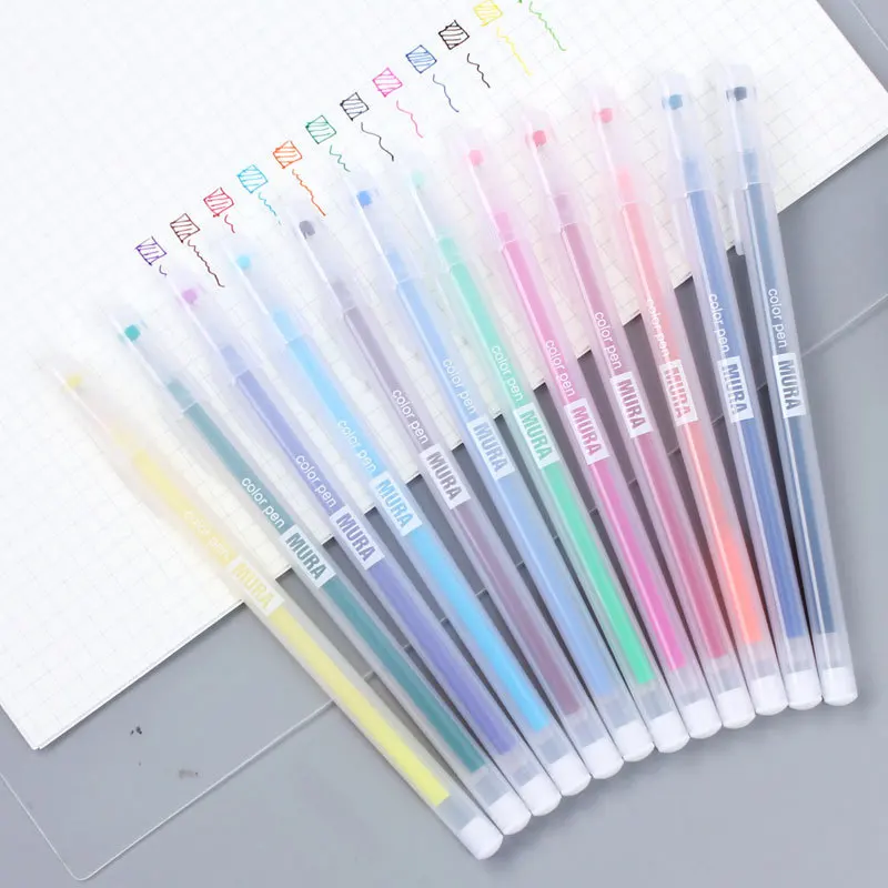 

Candy 12-colour 0.5mm Contracted Frosted Transparent Neutral Pen Hand account pen Stationery School & Office Supply