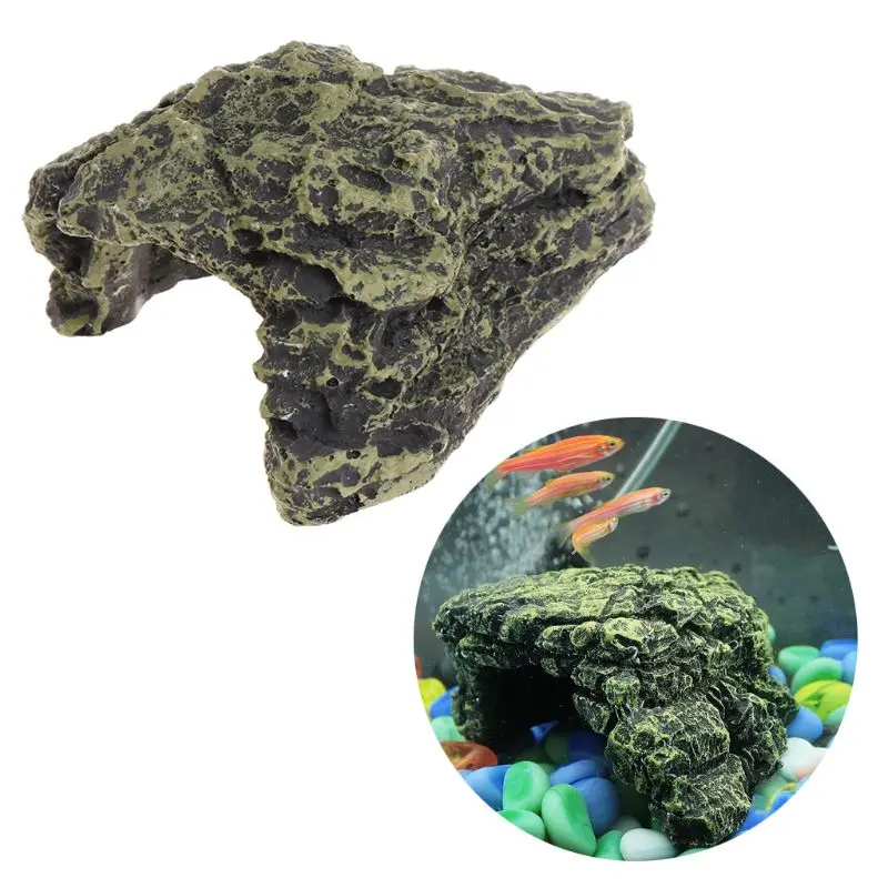 

Reptile Cave Turtle Bask Back Caves Platform Case Decoration Landscape Resin Lifelike Habitat Hide Rock For Lizard Snake Tortois