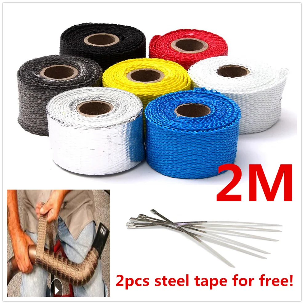 

2M Motorcycle Exhaust Pipe Heat Wrap Shield Tape Glass Fiber FOR YAMAHA XP500 XP530 FZ600 SRX600 XJ600 FZ400 R FZX700 FAZER
