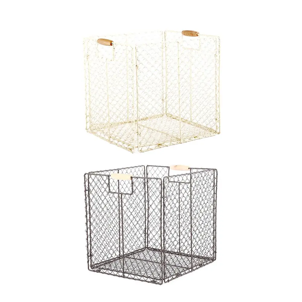 

Wire Folding Storage Basket Metal Study Room Debris Sorting Box Multifunctional Dirty Clothes Toy Finishing Organizer