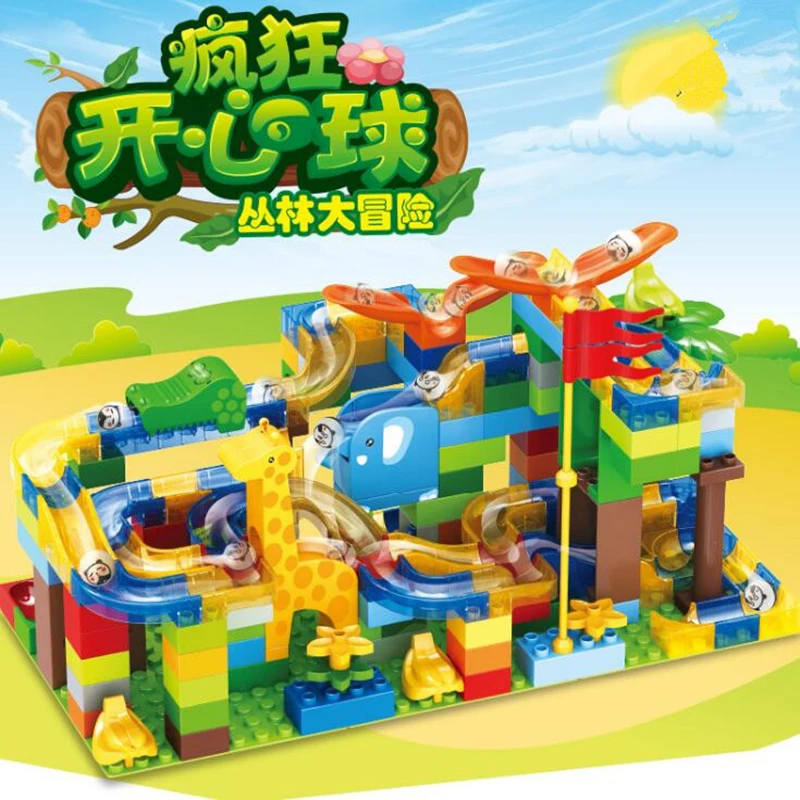 

56-168Pcs Marble Run Maze Balls Track Building Blocks Funnel Slide Building Brick Compatible Duploed birthday gift