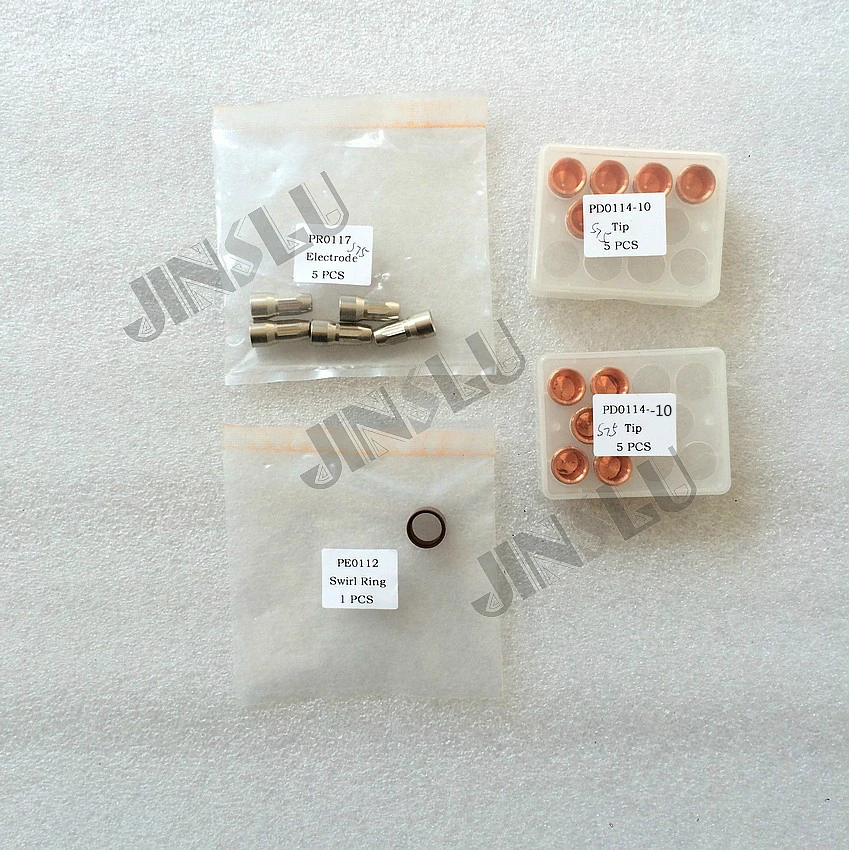 

Free shipping Trafimet S75 Plasma Cutting Consumables PD0114 -10 Tip 1.0mm & PR0117 Electrode & PE0112 Swirl Ring 25PCS