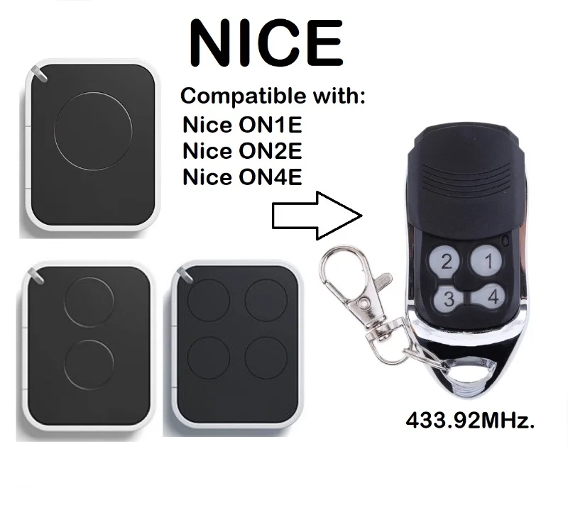 

NICE ON1E, ON2E, ON4E Compatible remote control Rolling code 433.92MHz