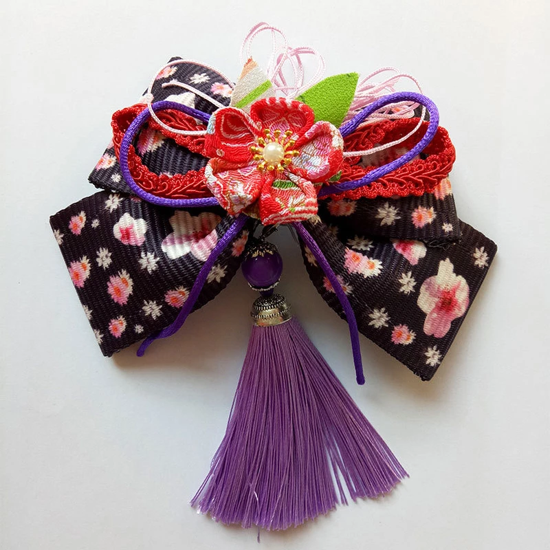 Японский стиль, женские головные уборы ручной работы, кимоно, цветок, каваи, Лолита, косплей, костюм, традиционные японские вечерние, праздничные, с бантом - Цвет: Color 14