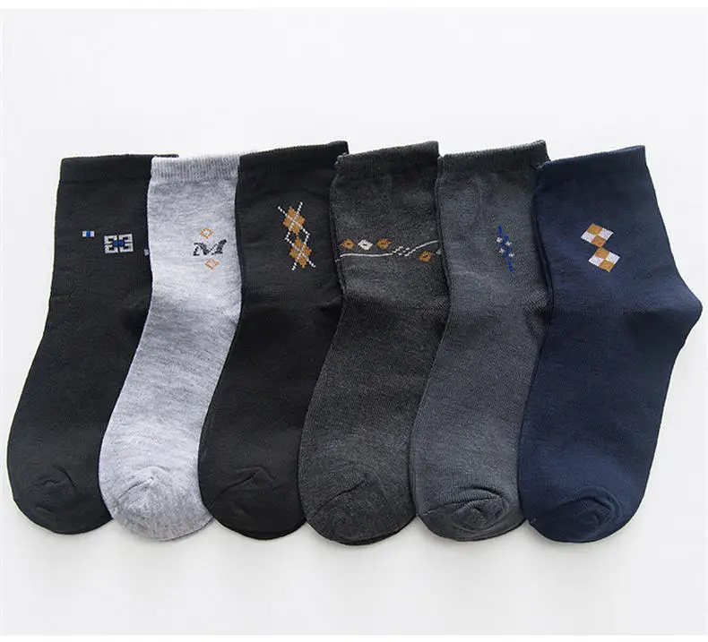 5pairs Lot Men socks Striped Plaid Diamond Solid Socks Men Combed Cotton Calcetines Largos Hombre Breathable Male Socks Business 08