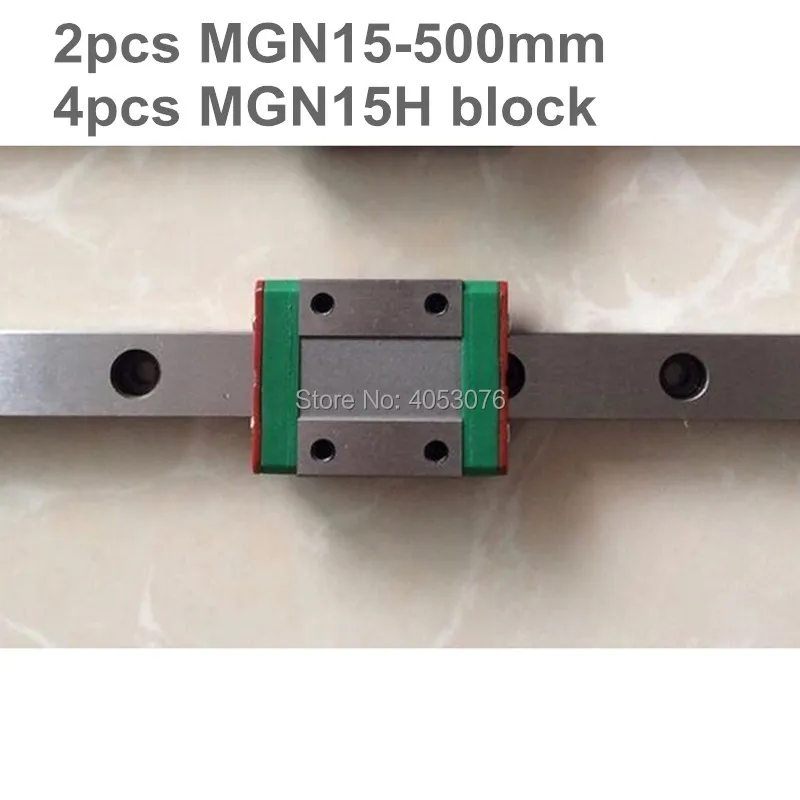 Linear guide MGN15 miniature linear rail slide 2pcs MGN15- 500mm linear rail guide +4pcs MGN15H carriage for cnc parts Linear guide MGN15 miniature linear rail slide 2pcs MGN15- 500mm linear rail guide +4pcs MGN15H carriage for cnc parts