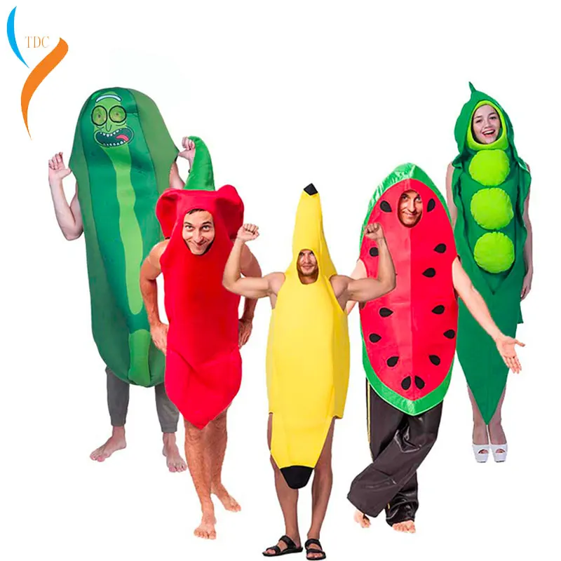 Banana Costume Fruits Vegetable Carnaval Halloween Fancy Dress Outfit Adult Fete 
