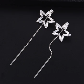 

GODKI 84mm Fashion Trendy Star Tassel Drops Cubic Zirconia Wedding EngagementParty Dress up Earring Fashion Jewelry for Women