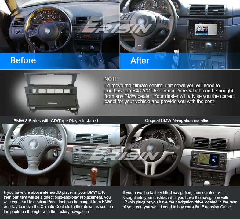 Discount Erisin ES7162B 1 Din 7 inch Car DVD Player DAB+ 3G Radio FM Canbus GPS Navigator for BMW E46 M3 3