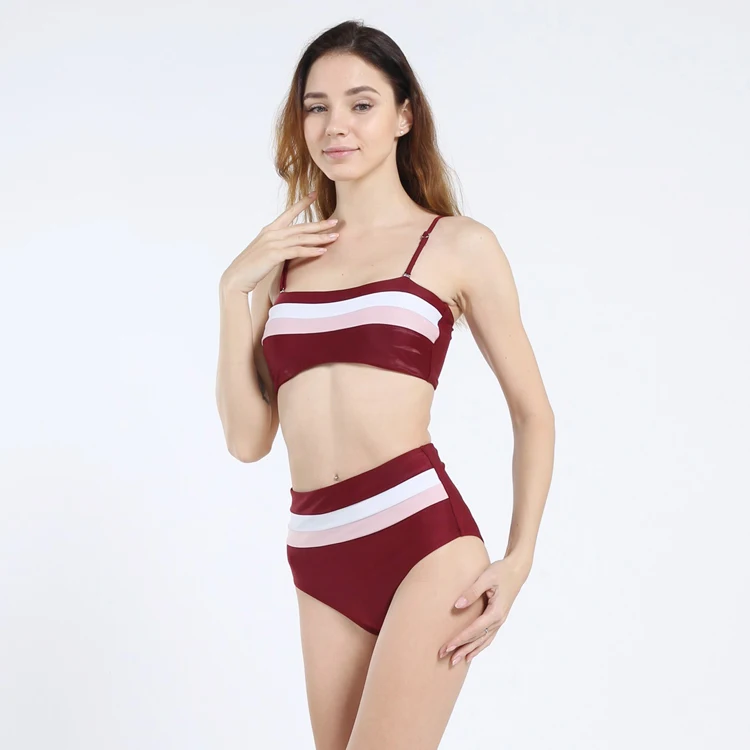 

2019 YIKAIYA brand new hot color matching stripes two-color optional split bikini