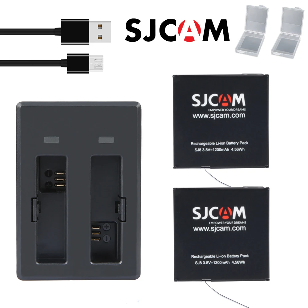 SJCAM SJ8000 Pro Аккумулятор 2 шт. батареи+ двойной USB зарядное устройство литий-ионный аккумулятор для SJCAM SJ8000 SJ6000 SJ7000 экшн-камеры