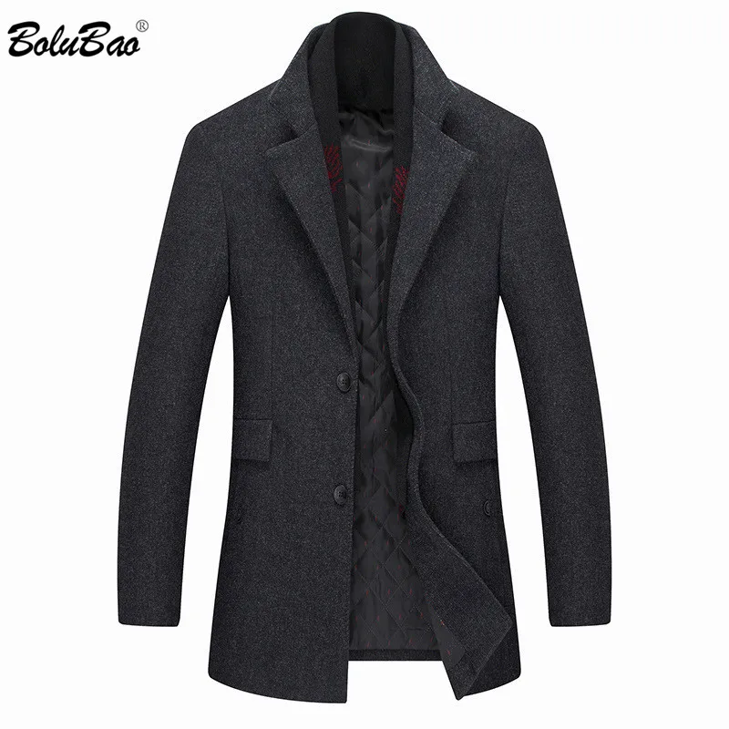 BOLUBAO Brand Men Winter Wool Coat Men's Fashion Solid Color Thick Wool Blends Woolen Pea Coat Male Trench Coat Casual Overcoat BOLUBAO Brand Men Winter Wool Coat Men's Fashion Solid Color Thick Wool Blends Woolen Pea Coat Male Trench Coat Casual Overcoat