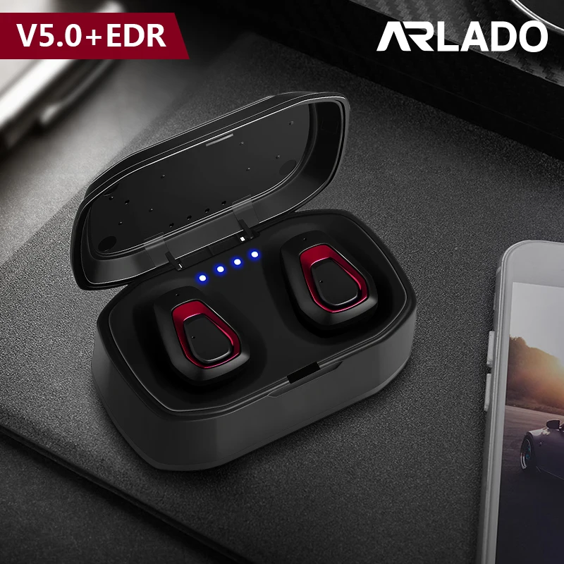 

Arlado A7 TWS Wireless Earphone Invisible Mini Stereo Bluetooth Earbuds Noise Reduction Waterproof Headset with Power Bank Box