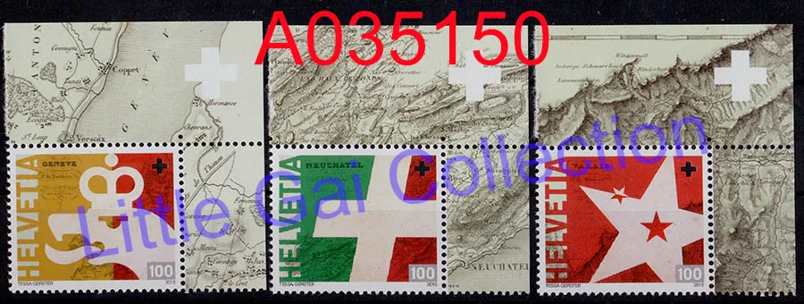 

3 pieces/set Switzerland stamps 2015-A035150 Geneva/typhoon thayer/valle 200th anniversary joined Swiss confederation