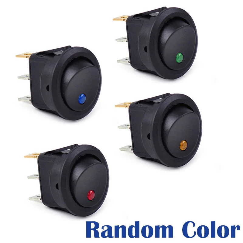 JX-LCLYL 4pcs 12V Waterproof ON/OFF Car Boat LED Light Round Dot Rocker Toggle Switch