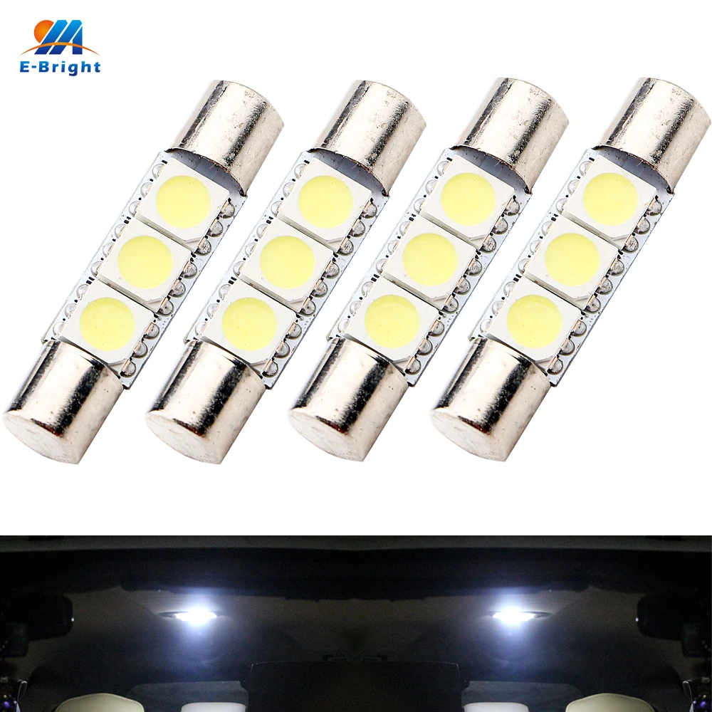 

YM E-Bright 4 PCS C5W 5050 28MM 31MM 3 SMD Car LED Interior License Plate Light 3LED Festoon Light Bulbs 12V White Red Car Bulbs