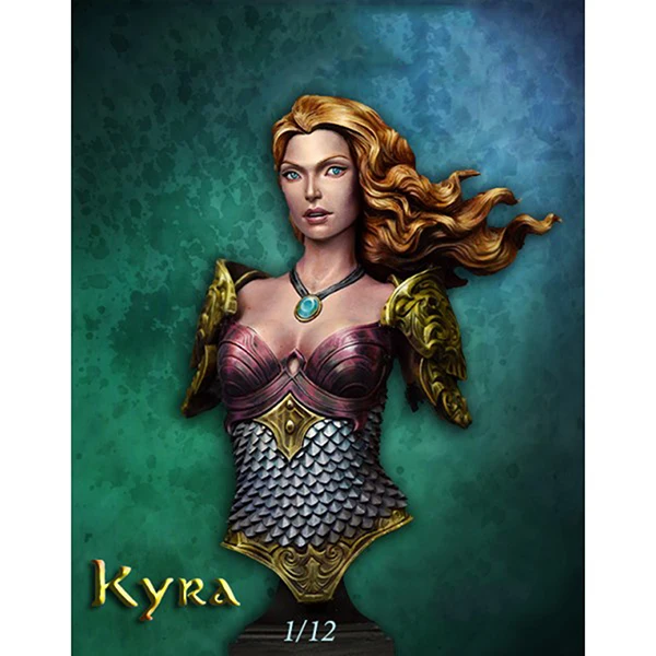 Неокрашенный комплект 1/12 KYRA женщина солдат бюст фигурка из смолы миниатюрный