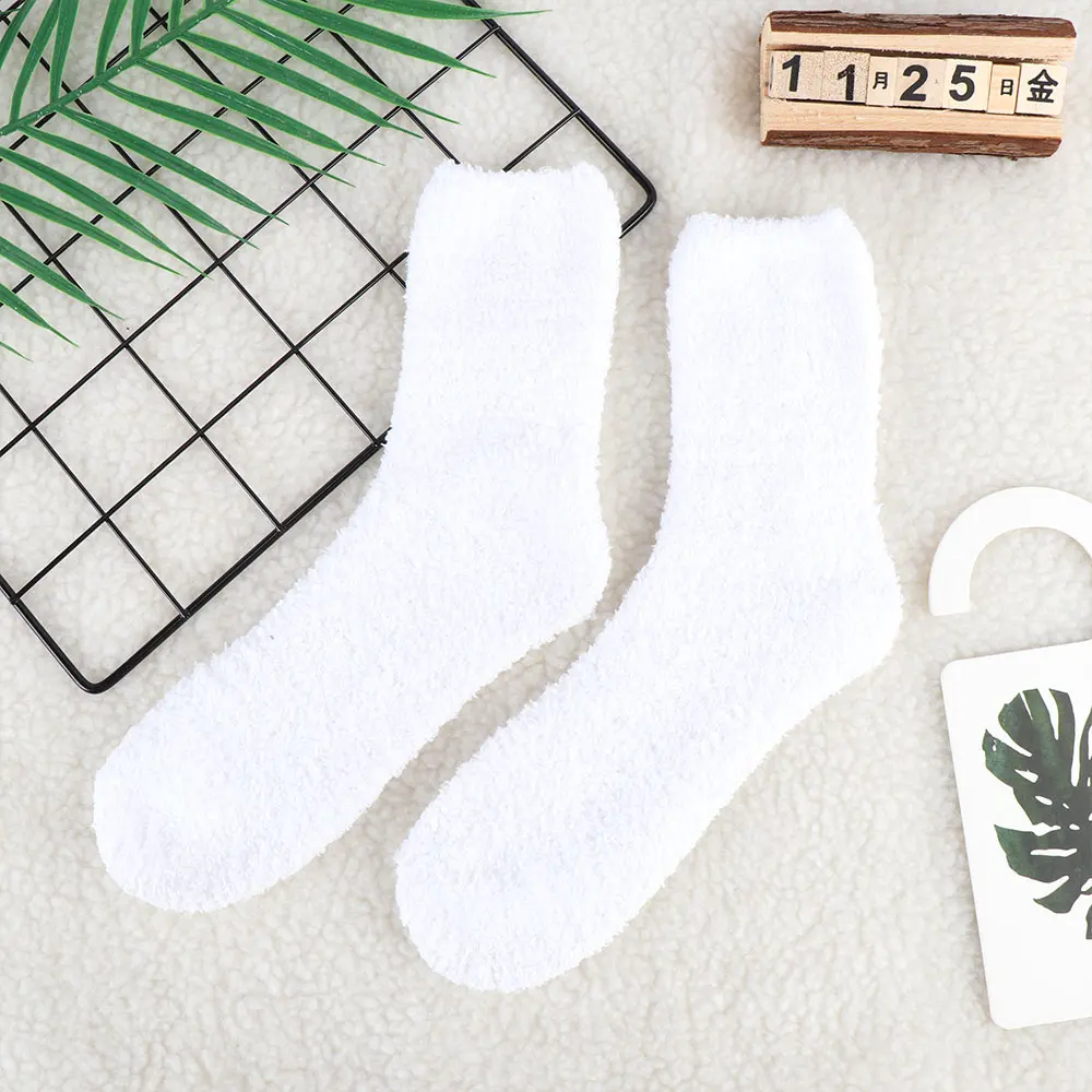 1 пара Очень уютные кашемировые бархатные носки мужские зимние теплые сон кровать пол домашние носки chaussette homme - Цвет: White