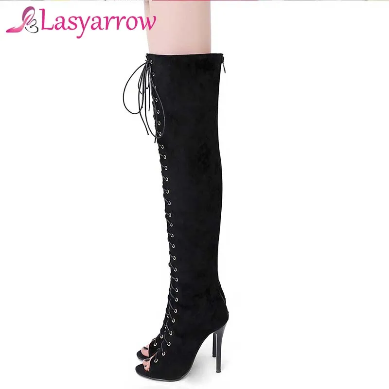 thigh high tie boots