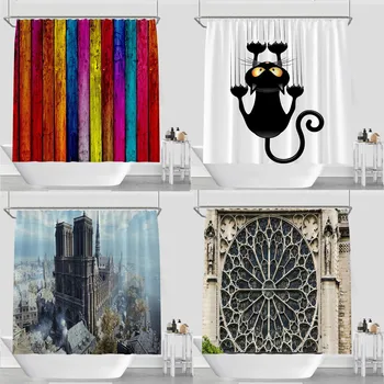 

Digital Printing Creative Scenery Shower Curtain Bathroom Polyester Fabric Hooks Shower Curtain Home Bathroom Decor 180x180cm