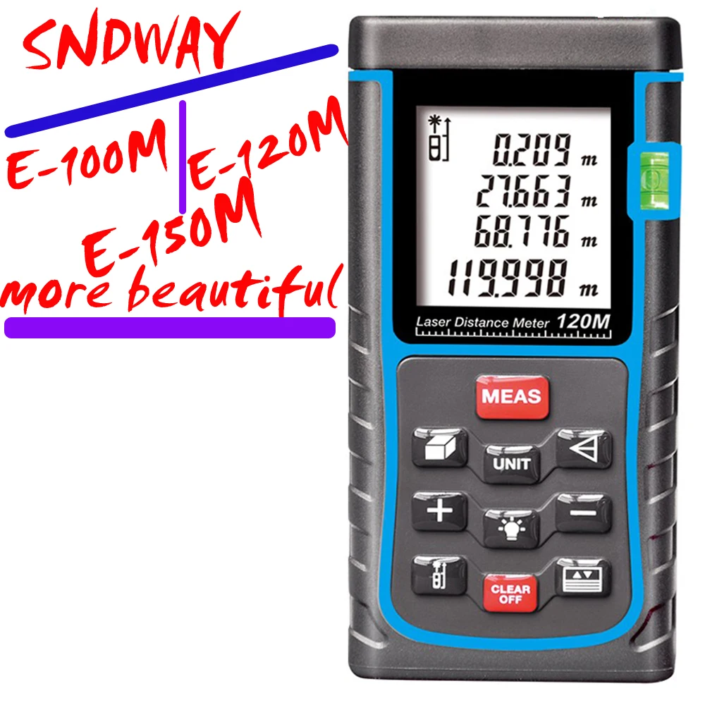 

100m / 120m / 150m Electronic ruler, Laser Distance tester, Rangefinder Range Finder Tape Measure with board and retail box