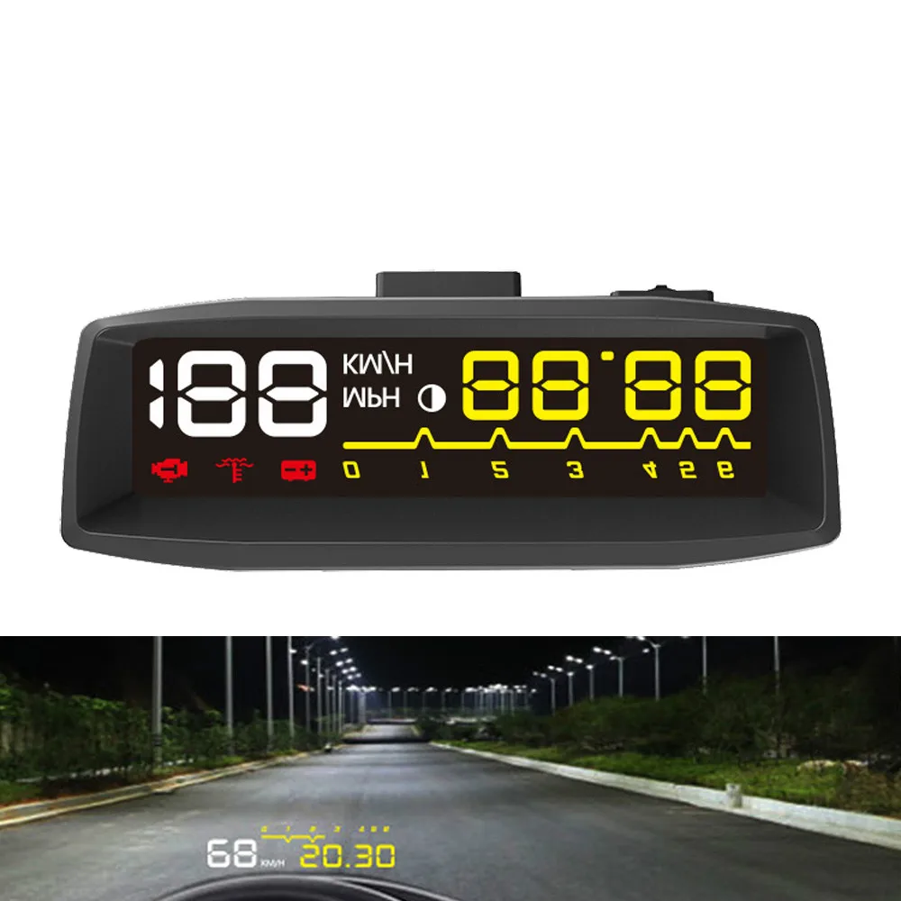 

Car HUD Head up Display OBD II EOBD Auto Digital Car Speedometer Projector on the Windshield Overspeed Warning Voltage Alarm