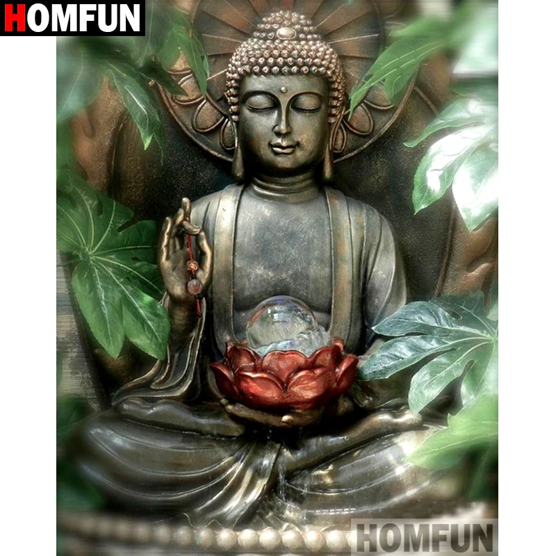 

HOMFUN Full Square/Round Drill 5D DIY Diamond Painting "Religious Buddha" Embroidery Cross Stitch 5D Home Decor A07530