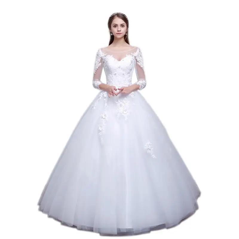 Свадебное платье Mrs Win, элегантное бальное платье с вырезом лодочкой и цветами, свадебное платье принцессы, Vestido De Noiva для девочек F - Цвет: Белый
