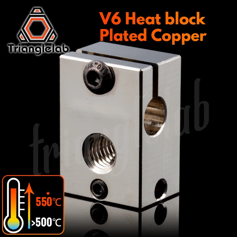 

trianglelab PT100 V6 Plated Copper Heat Block For E3d V6 Hotend 3D Printer HeateD Block for Sensor Cartridge BMG Extruder TItan
