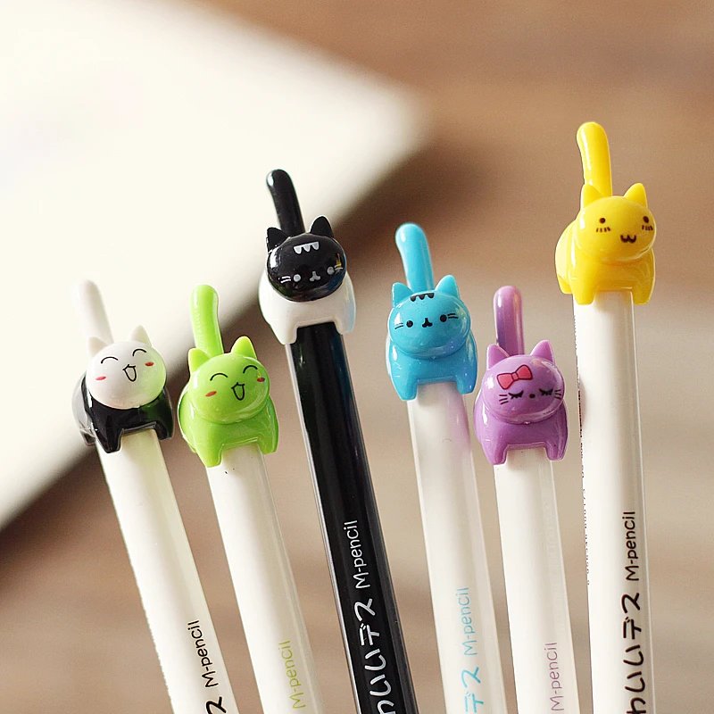 

6pcs 0.5mm Cute kitten tail mechanical pencil mascot student gift kawaii