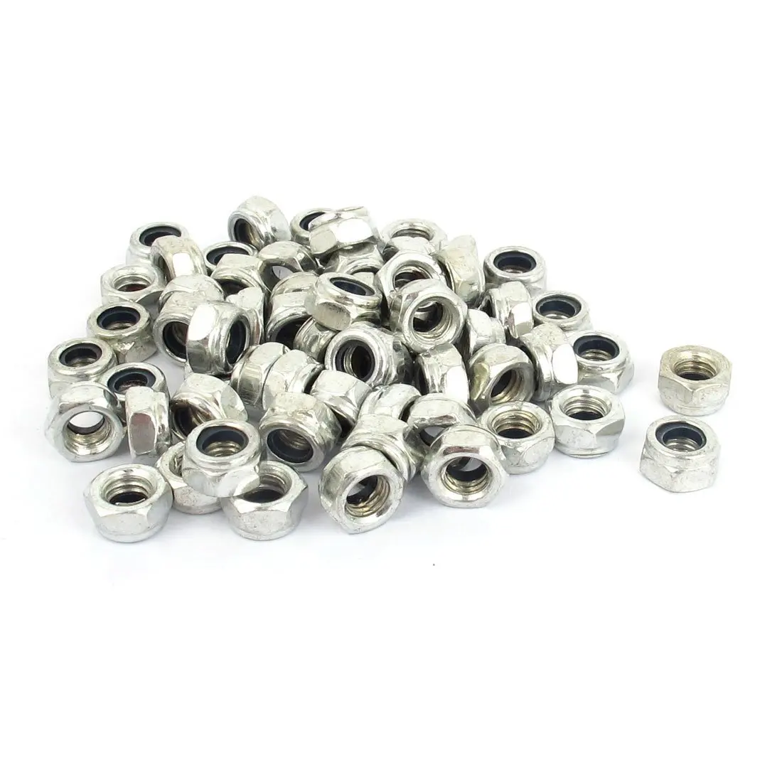 M6x1.0mm Stainless Steel Self Locking Nylon Insert Hex Lock Nuts 100pcs