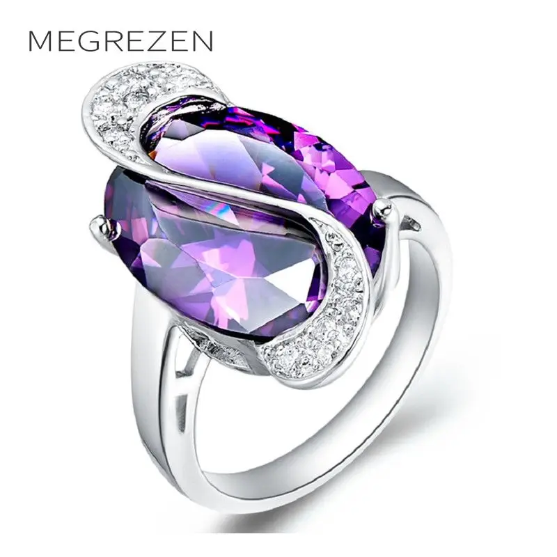 Charms Vintage Rings With Stones For Women Big Sale Parties Finger Purple Ring Female Wedding Crystal Jewelry Dropshipping A05-4 | Украшения