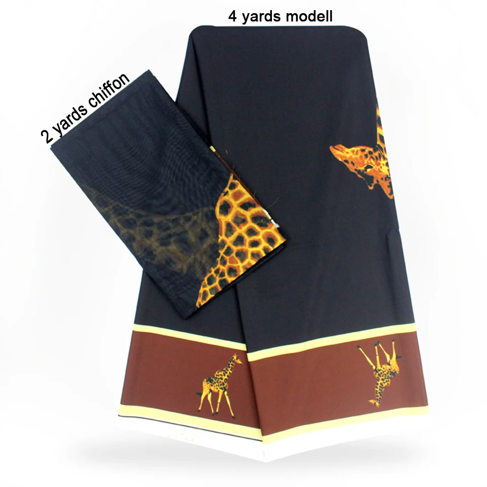 

2 Pcs Set 4 Yards African Ankara Prints Modell Material & 2 Yards Chiffon Ankara Chiffon Fabric YBXM-61