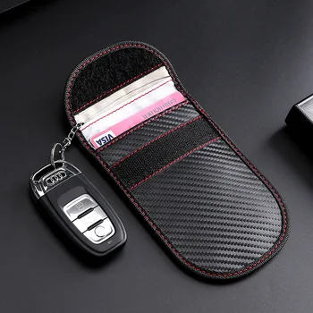 

Two Type Style Key Holder Wallet Hook&loop RFID Blocking Car Key Cover Fashion New Carbon Fiber Pattern Remote Key Case Portable