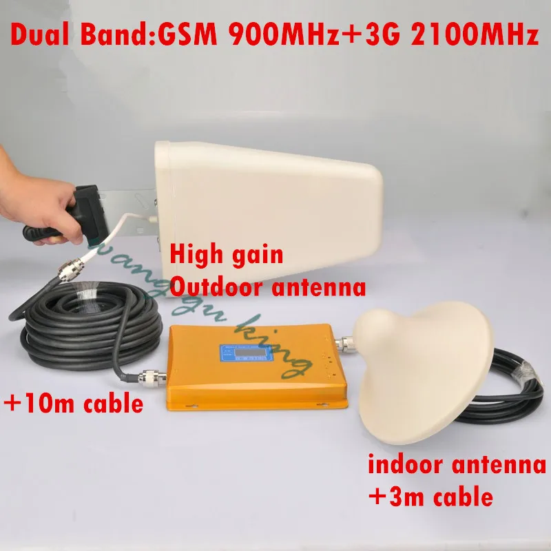 

3G gsm repeater GSM 2G 3G repeater dual band cell phone signal booster amplifier GSM900+WCDMA2100 full kits antenna
