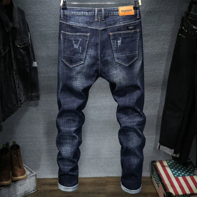

Men Jeans Skinny Stretch Washed Casual Solid Black 2019 Spring Summer Men Denim Jeans Slim Retro Straight Male Quality