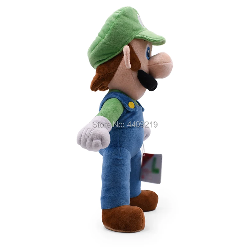 40CM Super Mario Bros Green Standing Luigi Plush Toy Soft Peluche Doll Kids