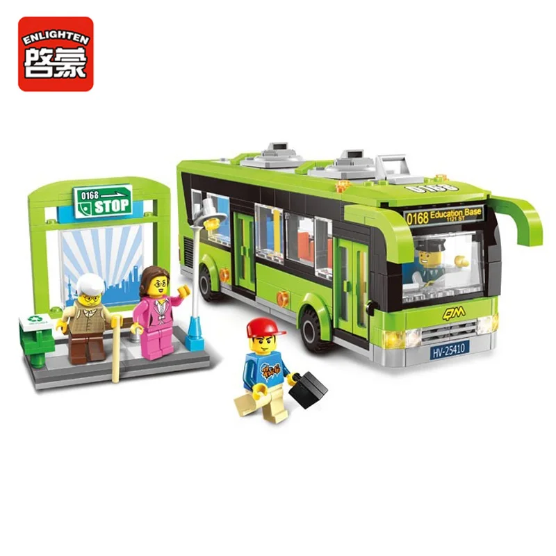 Enlighten Building Block Cars городской автобус 4 фигурки 416 шт. развивающие кирпичи игрушка