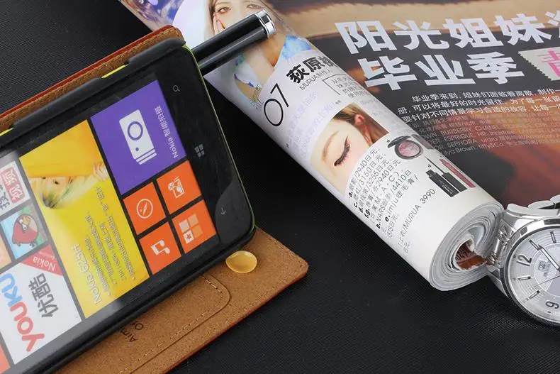 Присоски чехол для Nokia Lumia 625 N625 Высокое качество Роскошный Чехол С Откидывающейся Крышкой и подставкой из натуральной кожи чехол для мобильного телефона+ Бесплатный подарок