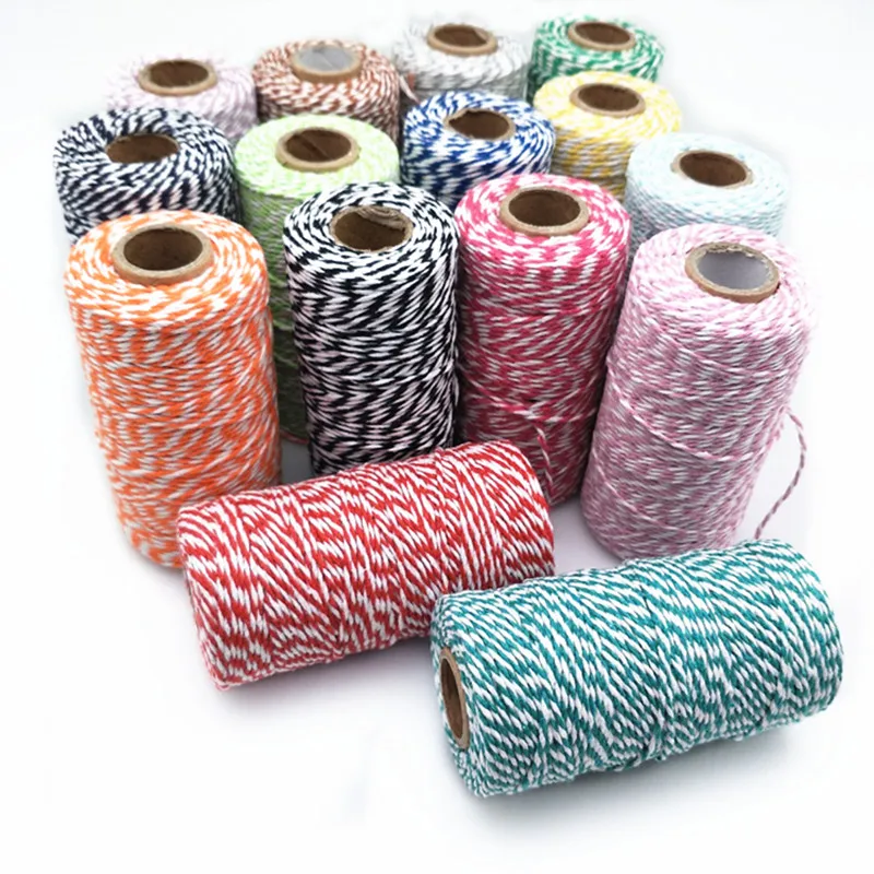 1 Roll 100 Metres 1.5mm Cotton Bakers Twine String Cotton Cords Rope Home Decor DIY Craft For Apparel Sewing Fabric colors B558