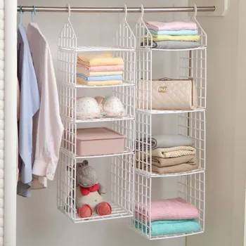 

Folding Wardrobe Clothes Storage Rack Plastic Suspended Clothing Shelves Hanging Ties Storage Holder for Underwears Towels Bags