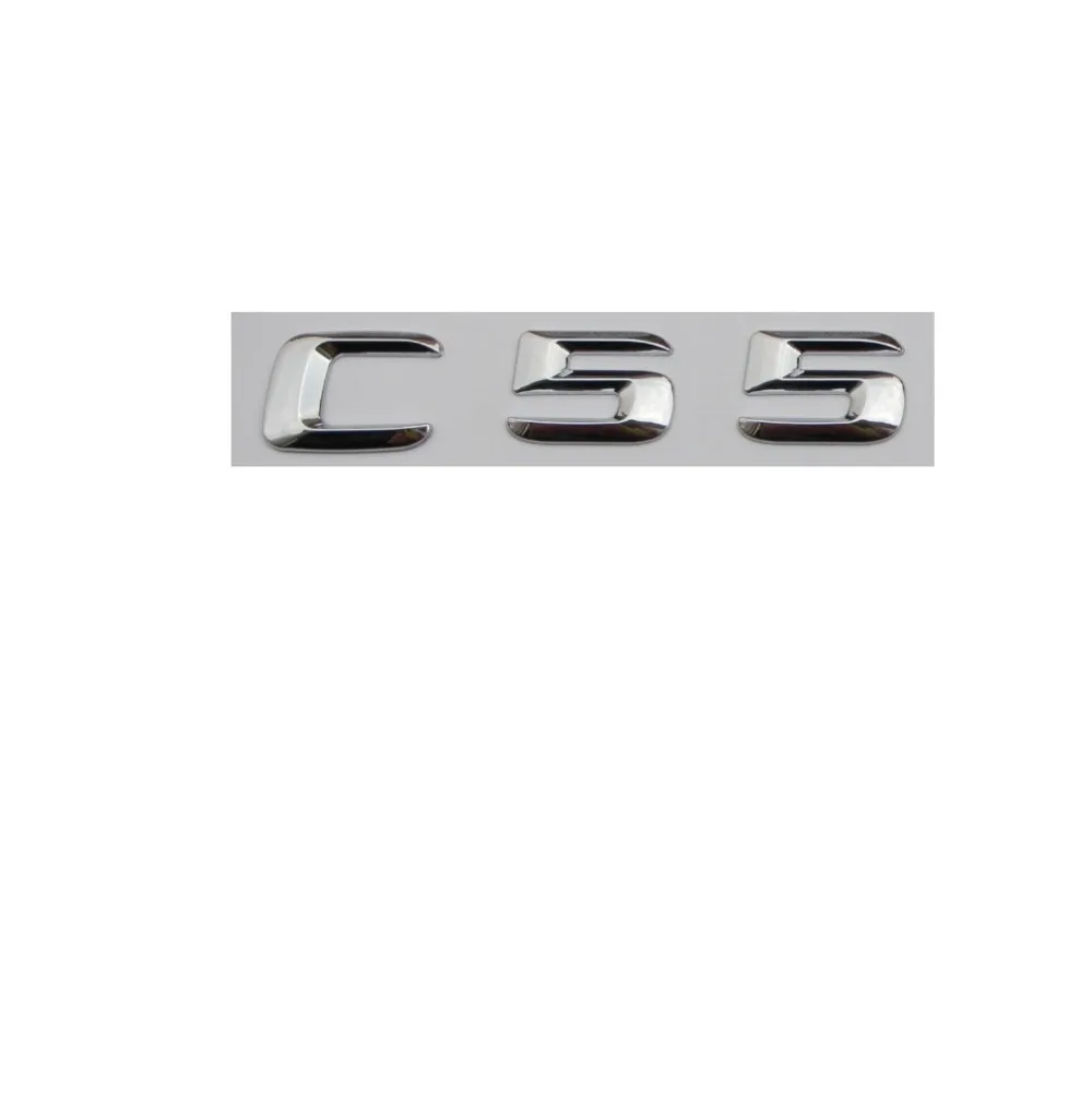 

Chrome Shiny Silver ABS Car Trunk Rear Number Letters Words Badge Emblem Decal Sticker for Mercedes-Benz C55