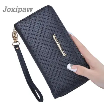 

Women Wallets Leather Coin Purse Female Long Wallet Wristlet Zipper Card Holder Purse Female Fashion Clutch New Clamp For Money