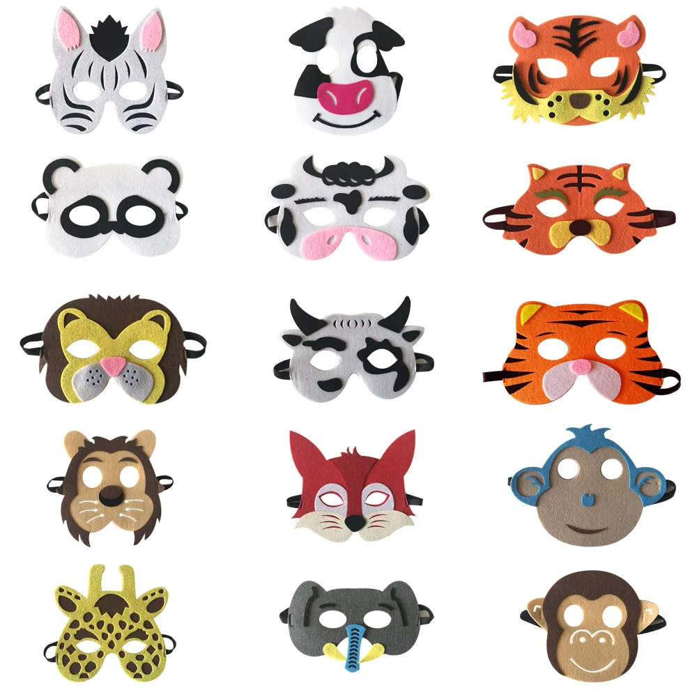 

Safari Jungle Animal Eye Masks Children Animal Masks Kids Birthday Party Cosplay Eye Felt Mask Children Halloween Dress-Up