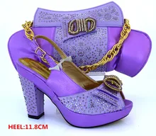 New Arrival Lilac Color Women Shoe and Bag To Match for Parties African Shoes and Bag Set for Party In Women High Quality MM1019